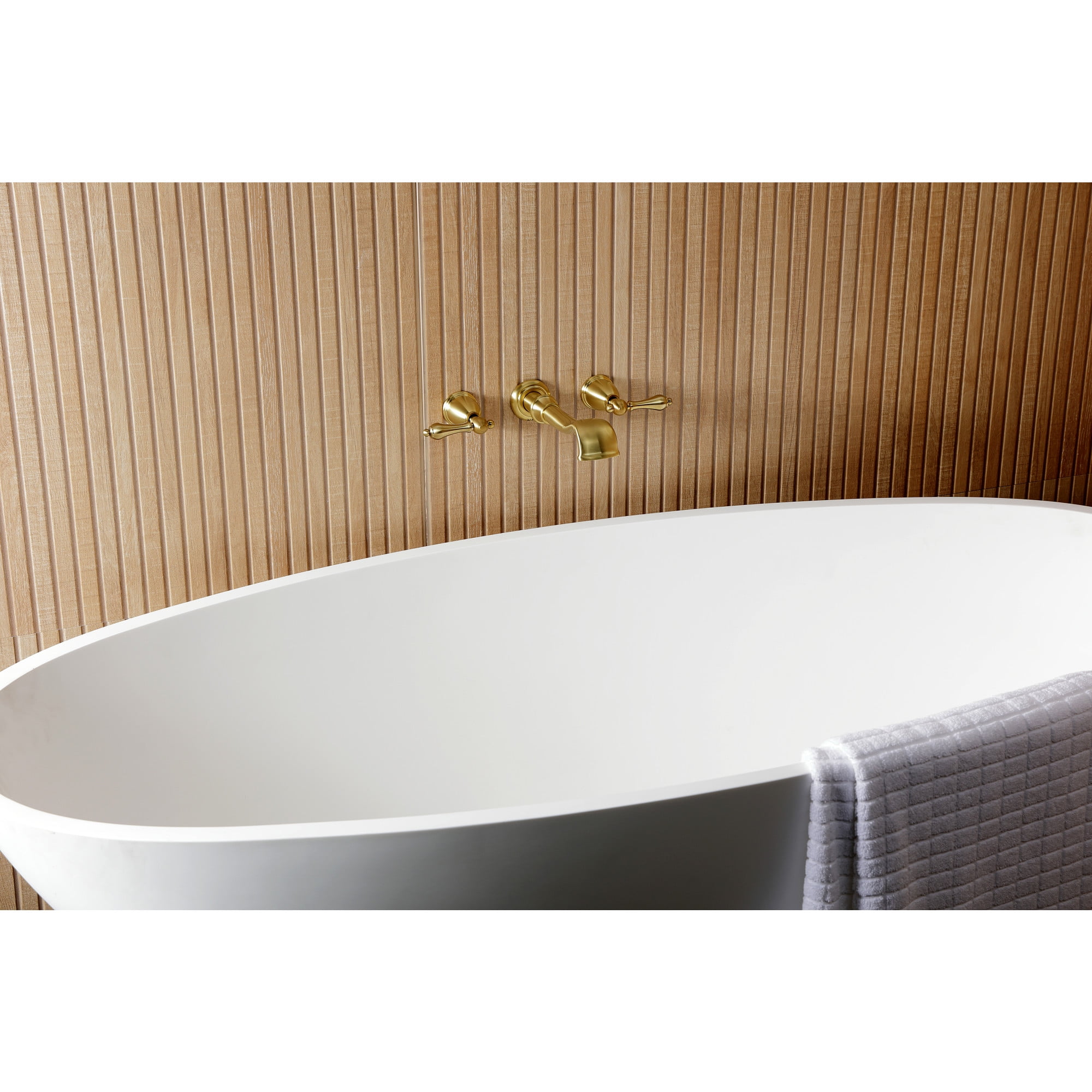 Kingston Brass KS5027AL  Two-Handle Wall Mount Roman Tub Faucet, Brushed Brass