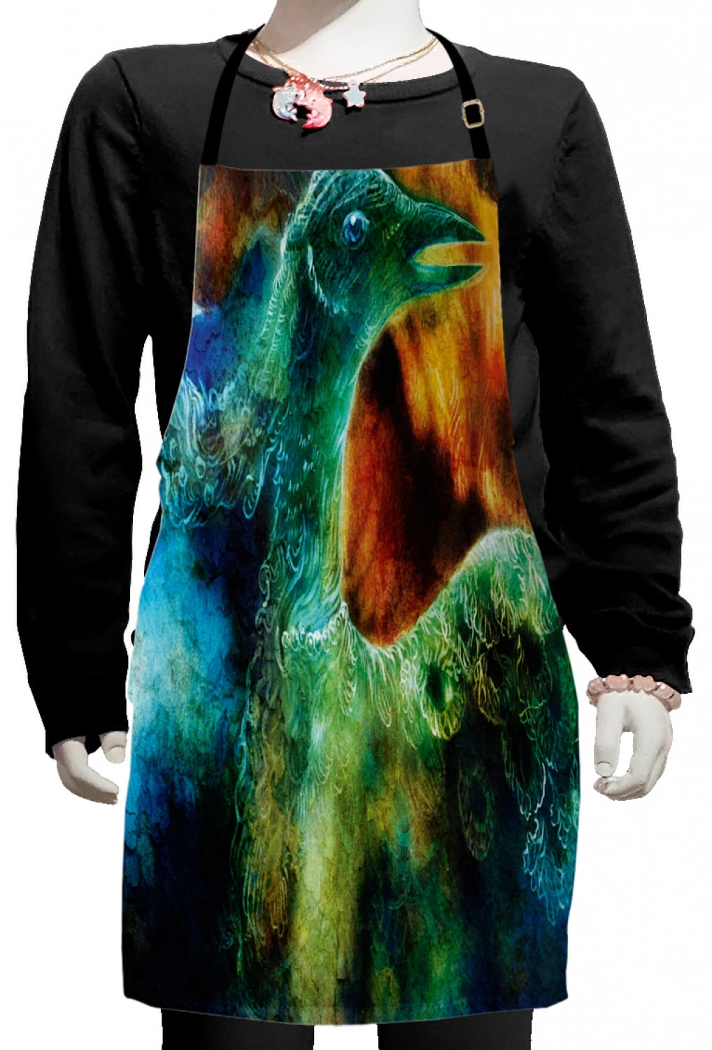 Fantasy Kids Apron, Mythical Phoenix Rebirth Long New Life from the