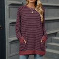 thumbnail image 2 of AherBiu Long Sleeve Tops for Women Striped Crewneck Fall Casual Loose Pullover T Shirts with Pockets, 2 of 7