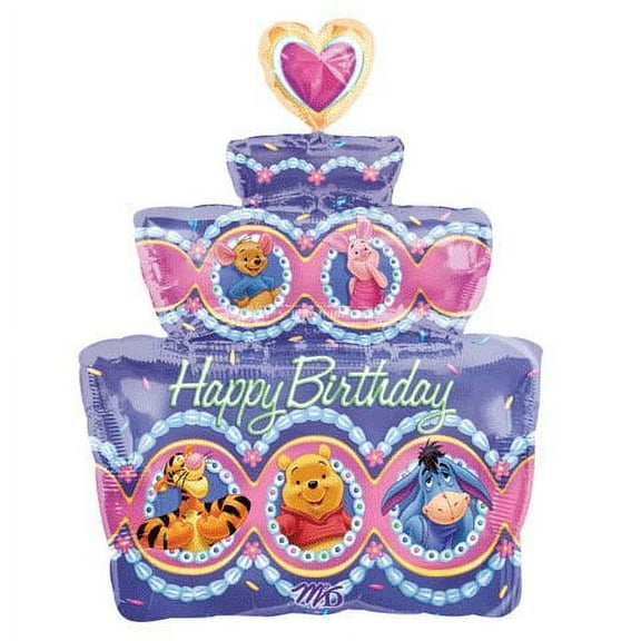 28" Pooh Birthday Cake Super Shape Balloon