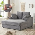thumbnail image 6 of Furniliving 54.25"W Oversized Chaise Lounge Chair Indoor, Upholstered Sofa Bed with 2 Throw Pillows, Oversized Lounge Sofa for Living Room, Grey, 6 of 8