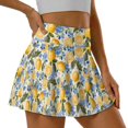 thumbnail image 5 of HELLHERO Soft Tennis Skirt for Golf Vacation, Lemon Floral Print Polyester Spandex Built-in Shorts Athletic Skort 2 Side Pockets, 5 of 9
