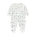 thumbnail image 3 of SERTG Toddler Kids Long Sleeve Printed Color Jumpsuit Round Neck Spring Fall Casual Cute Onesie for Infants Boys and Girls 0-12 Months(White#3,6 Months), 3 of 3