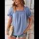 thumbnail image 4 of Tops de Verano para Mujer, Cuello Cuadrado, Elegantes, Informales, con Lunares, Mangas con Volantes, Camisetas Bonitas, Ropa de Moda Azul M, 4 of 9