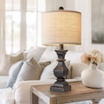 Oneach Farmhouse Black Table Lamp for Living Room Bedroom 20.5" Retro ...