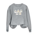 thumbnail image 5 of thefmos Women's Round Neck Halloween Print Pullover Sweatshirt Long Sleeve Solid Color Casual Top Fashion Fall Spooky Season Outfit, Gray L, 5 of 6