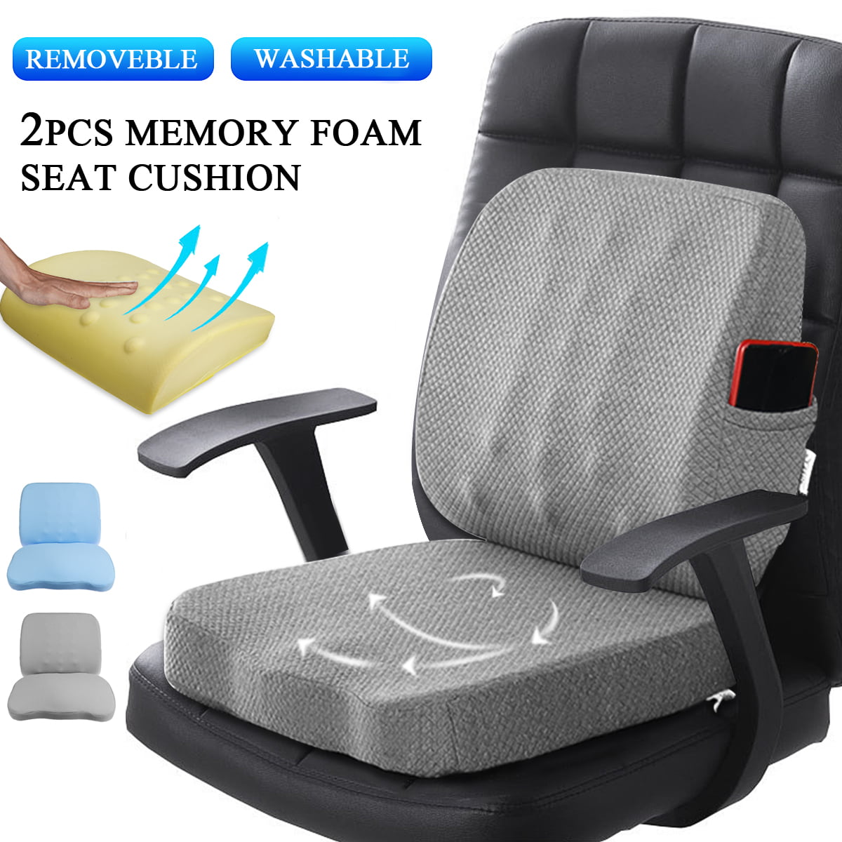 Memory Foam Seat Cushion Coccyx Support Orthopedic Pillow Office Home Chair Pads 