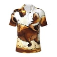 thumbnail image 2 of Daiia Autumn Raccoon In Forest Pattern Men’s Polo Shirts,Solid Deck Shirt,Classic Fit, Breathable Cotton Polo for Casual and Sport Wear-Small, 2 of 7