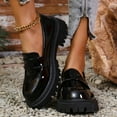 thumbnail image 2 of Xiaoxatg Women's Casual Shoes Thick Soled Leather On Footwear for 6 Black, 2 of 9