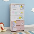 thumbnail image 3 of 6 Drawer Dresser Chest Clothes Storage Modern Bedroom Plastic Cabinet Organizer w/Wheel, 3 of 9