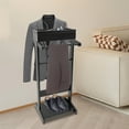 thumbnail image 3 of Suit Valet Stand Clothes Storage Shoe Organizer Coat Hanger Shoe Rack Black, 3 of 15