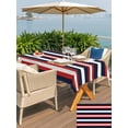 thumbnail image 6 of 52x70 Inch Outdoor Tablecloth with Umbrella Hole Zipper Rectangle Red Navy Blue Striped Rectangular Tablecloths Outside Waterproof Contemporary Minimalist Aesthetic Patio Table Cover for Picnic Party, 6 of 8