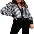 thumbnail image 1 of Cardigan Sweaters for Women Plaid Lightweight Cardigan V Neck Button Down Cardigan Long Sleeve Cable Knit Oversized Sweaters Tops, 1 of 6