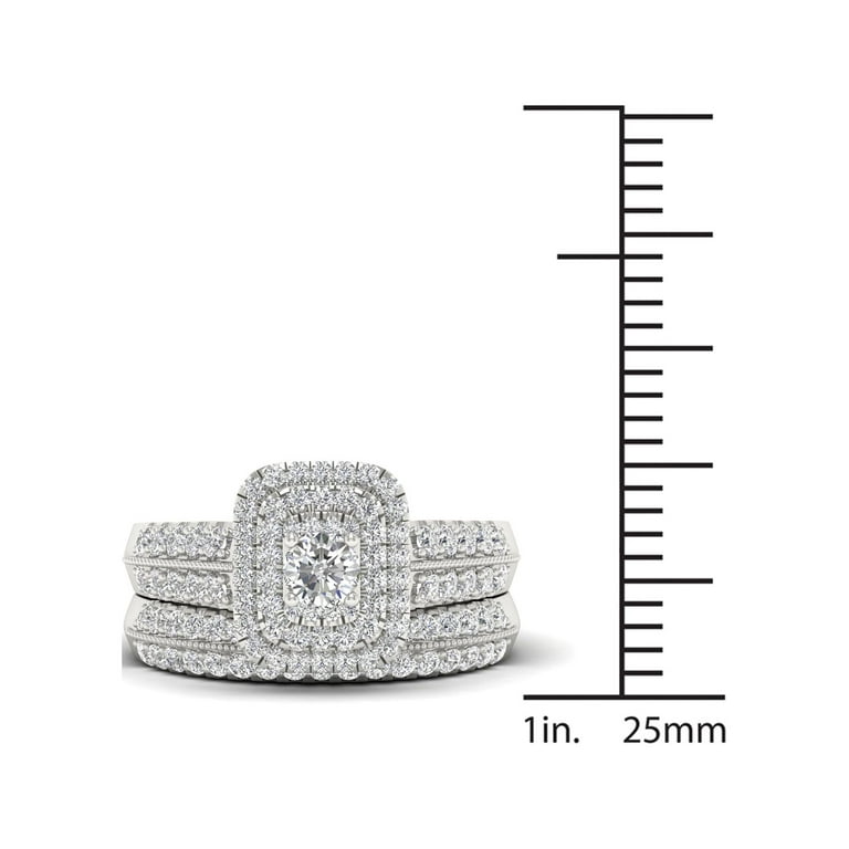 Imperial 1ct TDW Diamond 14K White Gold Halo Engagement Ring Set Women s Size 6