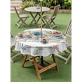 thumbnail image 3 of Outdoor Tablecloth with Umbrella Hole and Zipper, Vintage Beach Coastal Round Table Cloth 60 Inch Waterproof Tablecloth, Nautical Shell Starfish Coral Summer Picnic Table Cover for Patio Camping, 3 of 7