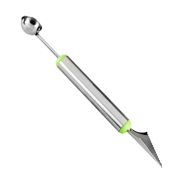 Naiovety Gadgets de cuchara de fruta 2 en 1 de acero inoxidable de doble cabeza DIY helado patata ensalada de verduras cuchara de excavación Cocina y Comedor Verde Naiovety HA012640-01