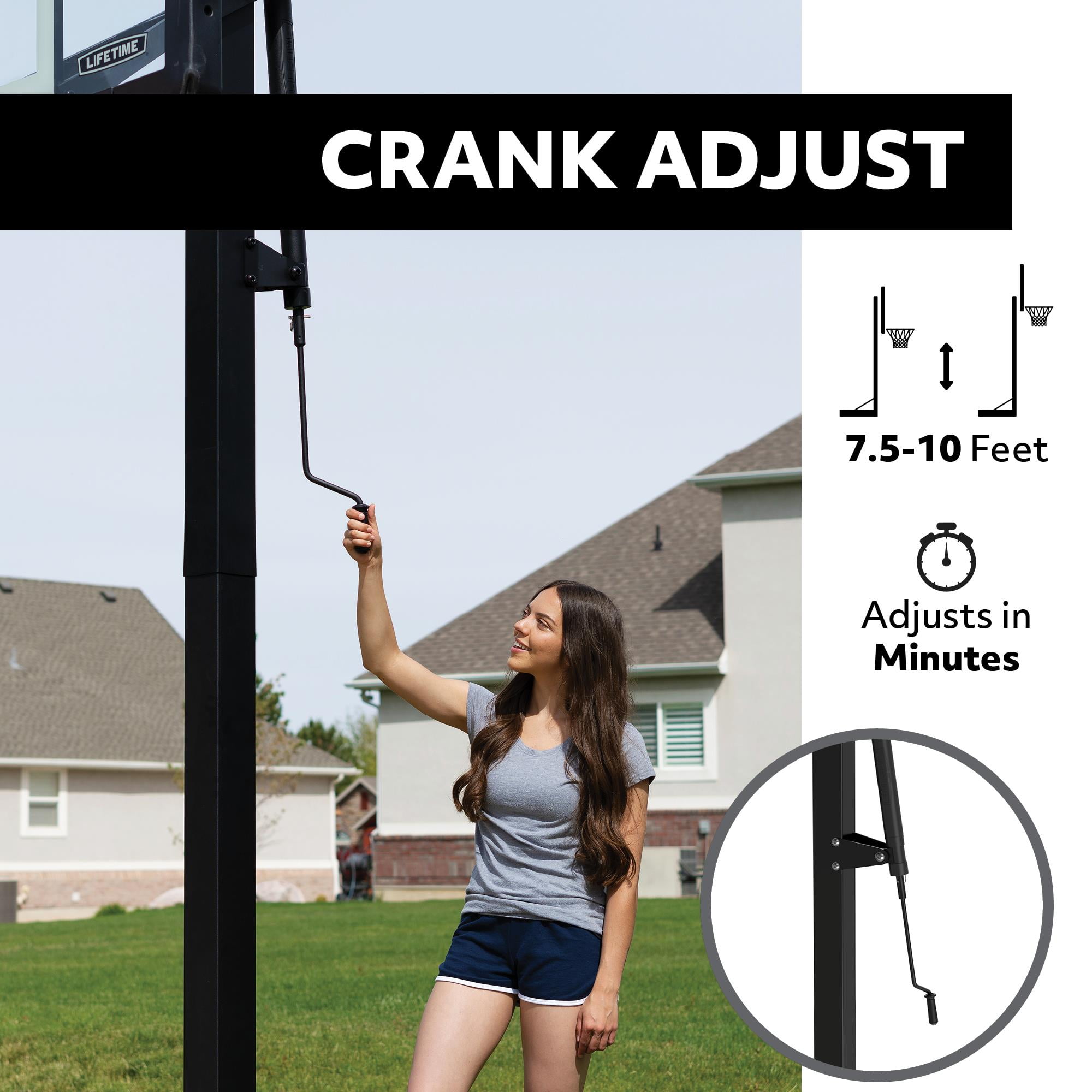 Lifetime 54-Inch Tempered Glass Bolt Down Basketball Hoop with Crank Adjustment & Ultra Rim – Model 90568-Outdoor Play