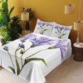 thumbnail image 2 of Ambesonne Flower Fitted & Top Sheet Set with Shams, Romantic Summer, White Violet Green, 2 of 5