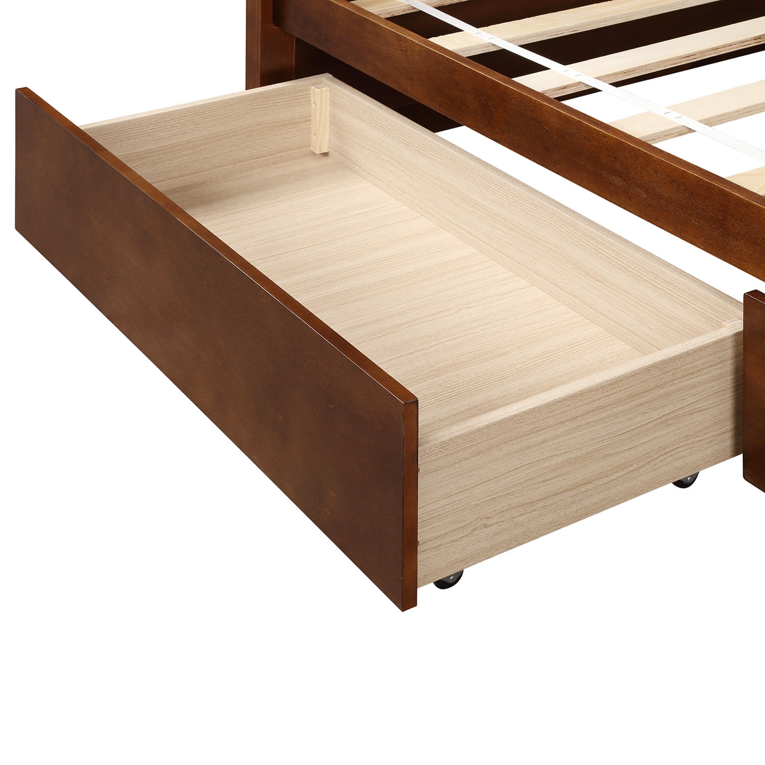 Kepooman Twin-Over-Full Modern Wooden Bunk Bed with Ladder & Two Drawers for Bedroom, 80”L X 57”W X 70.4”H, Walnut Kepooman Twin-Over-Full Modern Wooden Bunk Bed with Ladder & Two Drawers for Bedroom, 80”L X 57”W X 70.4”H, Walnut