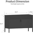 thumbnail image 5 of Elegant Metal Locker Storage Cabinet, 2 Door Metal Accent Cabinet,2 Tier Low Metal Cabinet with Doors and Shelf  for Home and Office,Black, 5 of 7