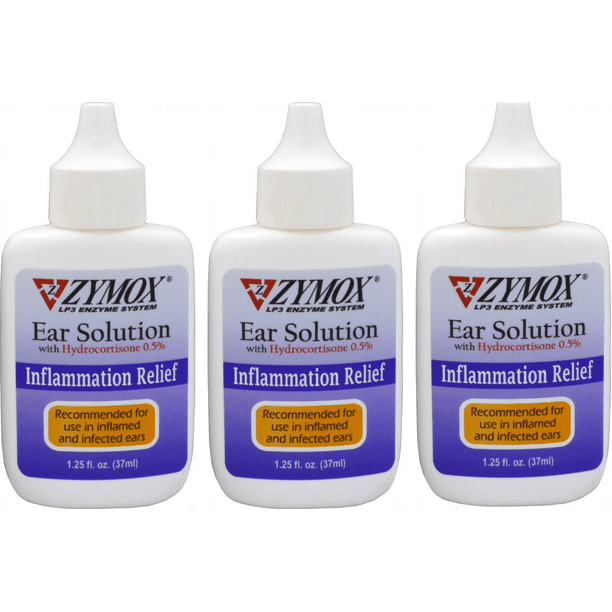 Zymox Ear Solution for Ear Infections Size1.25 oz. Pack of 3