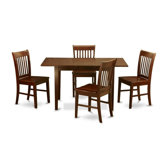 East West Furniture Norfolk 5-piece Wood Dining Table and Chairs in Mahogany