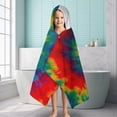 thumbnail image 6 of Colorful Tie Dye Pattern Hooded Bath Towel，60"x35" for Ages 3 To 12 Kids, Quick Dry Lightweight Soft Microfiber Hood Beach Towel Cover Up for Kids, 6 of 7