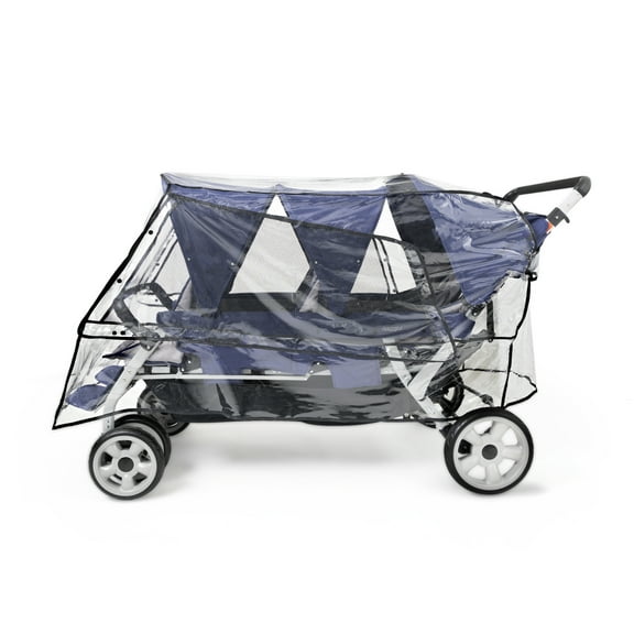 Foundations Jamboree Six Seat Stroller Rain Cover, Easy to Use Snaps Surrounding a Mesh Window, Air Ventilation While Covered, 360 Degree Flaps, Weather Shield (Clear)