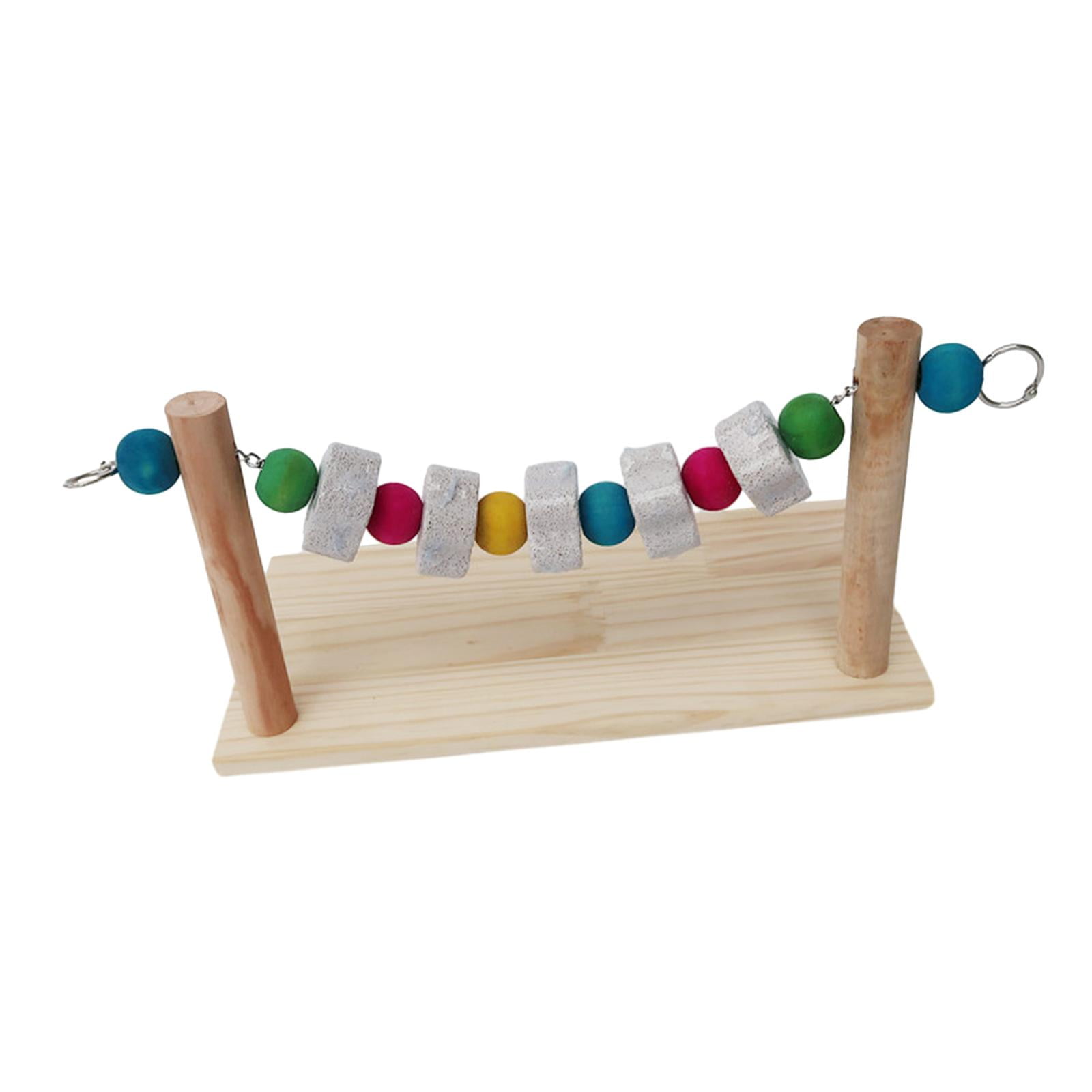 Bird Stand Grinding Block Wood Playground Training Perching Bite Chews Toy Molar
