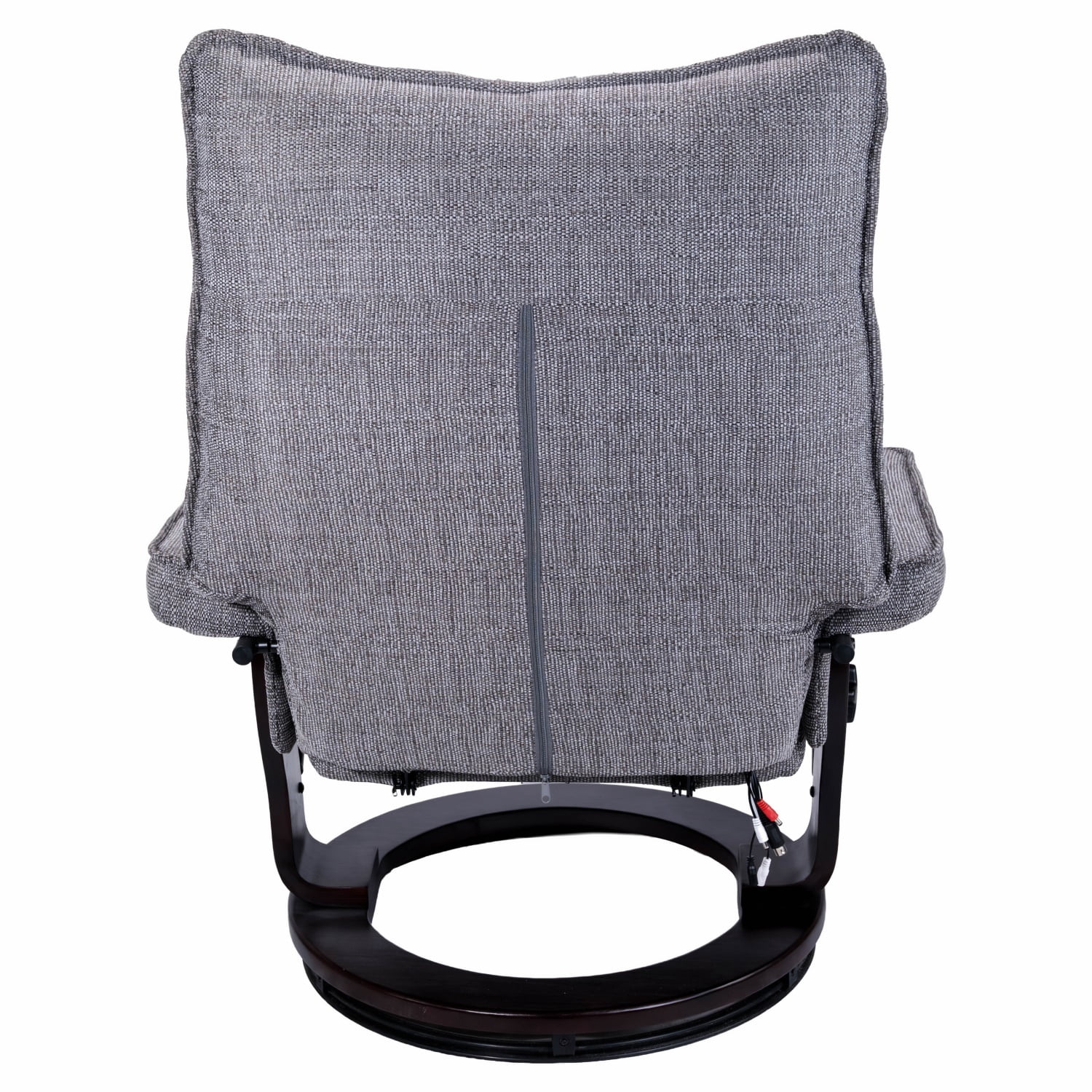Hommoo 8-Point Massage Recliner with Ottoman, Heated Chenille Fabric Reclining Chair, Bent Wood Base, Indoor Lounge TV Armchair with Footrest, Grey