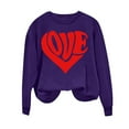 thumbnail image 4 of Penkiiy Chandail à Manches Longues pour Femmes avec Imprimé Cœur, Col Rond, Décontracté, Ample, Vintage, Graphique d'Amour, Violet, 4 of 4