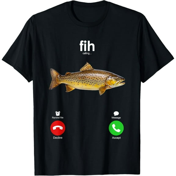 Fih Calling Remind me Message Decline Accept Phone Call Fish T-Shirt tee