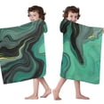 thumbnail image 4 of Green Gray Yellow Marble Pattern Hooded Bath Towel，50"x30" for Ages 3 To 12 Kids, Quick Dry Lightweight Soft Microfiber Hood Beach Towel Cover Up for Kids, 4 of 7