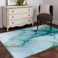thumbnail image 4 of Marble Teal Large Area Rugs for Bedroom Living Room, Soft Non Slip Carpet Bedside Rug, Golden Ink Painting Abstract Modern Rectangular Floor Cover Kitchen Accent Rug 4'x6' for Dining Room/Office, 4 of 9