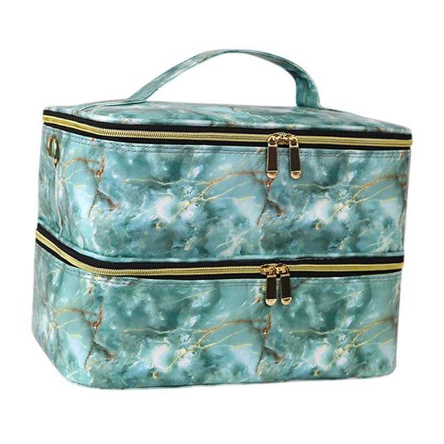 Estuche organizador de esmalte de uñas, Estuche de transporte de esmalte de uñas de viaje, bolsas extraíbles de nailon con capacidad para 40 botellas, verde