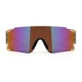 thumbnail image 2 of Mens Oversized Wrap Sport Color Mirror Shield Futuristic Sunglasses Yellow - Teal Mirror, 2 of 4
