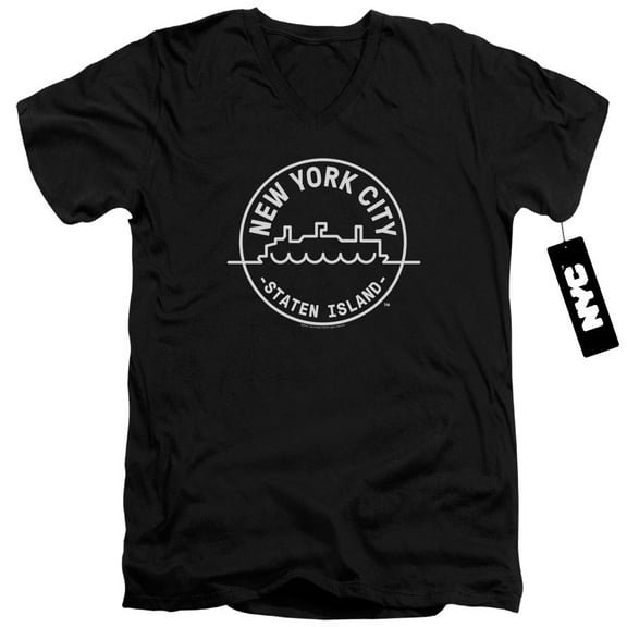 New York City See Nyc Staten Island Adult V-Neck T-Shirt 30/1 T-Shirt Black