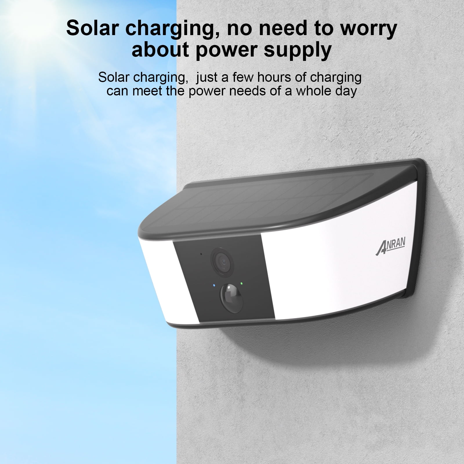 ANRAN 2K Security Camera Wireless Outdoor, Solar Wall Camera, Smart Siren, Spotlights, Color Night Vision, PIR Human Detection, Pan Tilt Control, 2-Way Talk