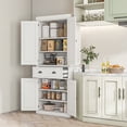 thumbnail image 2 of HOMCOM 72" Kitchen Pantry, Freestanding Storage Cabinet with Drawer, Cream, 2 of 10