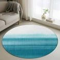 thumbnail image 2 of Teal White Gradient Round Area&nbsp;Rug 3ft Abstract Ombre Texture Modern Art Non-Slip&nbsp;Washable Circle Rugs Soft Felt Indoor Floor Mat for Bedroom Kitchen Living Room Bathroom, 2 of 9