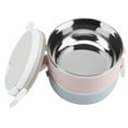 thumbnail image 2 of Delaman Thermal Lunch Box Travel Portable 2 Layer Stainless Steel Bento Box Food Container,Pink&Blue, 2 of 7