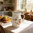 thumbnail image 3 of Enamel Pitcher 1.2 Qt, Vintage White Enamelware Water Pitcher Serving Beverage,Tea,Milk,Coffee,Decorative Flower Pitcher Vase for Kitchen Countertop Living Room Tabletop Decor, 3 of 8