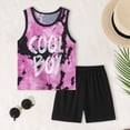 thumbnail image 2 of KPOPLK Toddler Boy Clothes Summer Outfits Sleeveless Shirt Waffle-Knit Tank Tops T-Shirt+Casual Shorts 2 Piece Clothing Set 1-5T Size 5-6 Years,Pink, 2 of 4