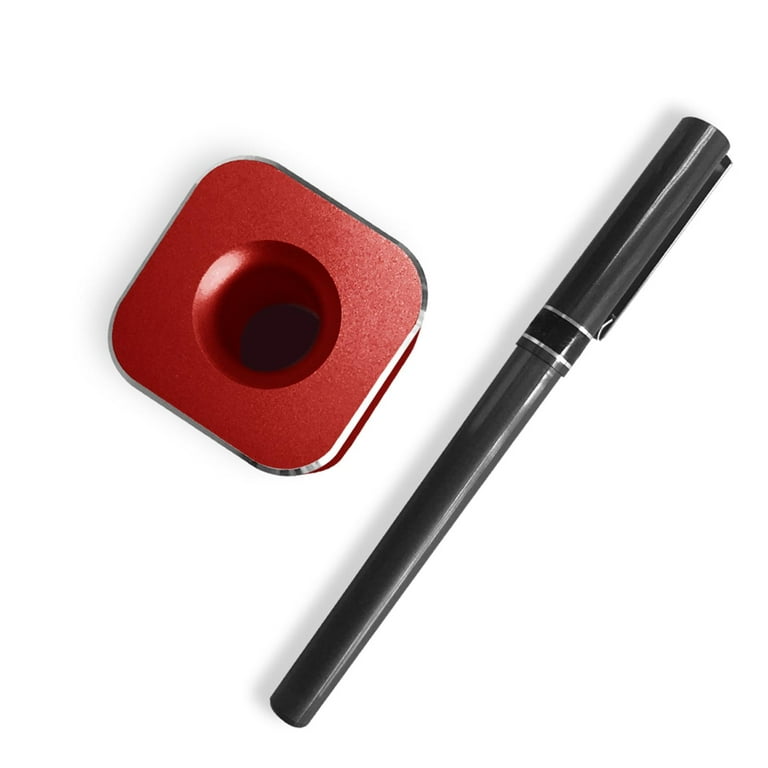 Single Pen Holder Metal Pen Stand Accessoires Decoration Gift Square Pen  Holder Base Pen Holder for Games Desktop Students and Office Adults , red 