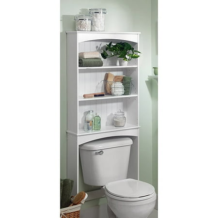 three-shelf wood bathroom spacesaving unit, white - walmart three-shelf wood bathroom spacesaving unit, white - walmart