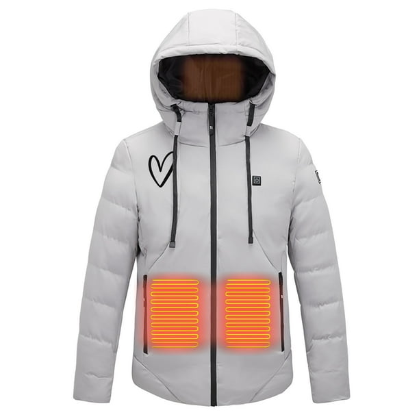 Chaquetas y abrigos casuales de manga larga con capucha, con USB, temperatura constante, calefactables, resistentes al viento, talla grande, para hombre y mujer, invierno, 4 unidades