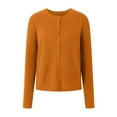thumbnail image 4 of Gubotare Cardigan Léger pour Femme à Boutons, Manches Longues, Col Rond Décontracté, Tricot Doux, Chandails Hauts (Orange,G), 4 of 5