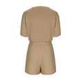 thumbnail image 3 of aidice Jumpsuits for Women V Neck Drawstring Puff Sleeve Loose Elastic Waisted Wide Leg Shorts Rompers, 3 of 6
