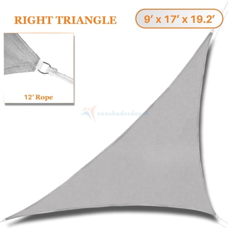 Sunshades Depot 9  x 17  x 19.2  Sun Shade Sail Right Triangle Permeable Canopy Light Gray Custom Size Available Commercial Standard