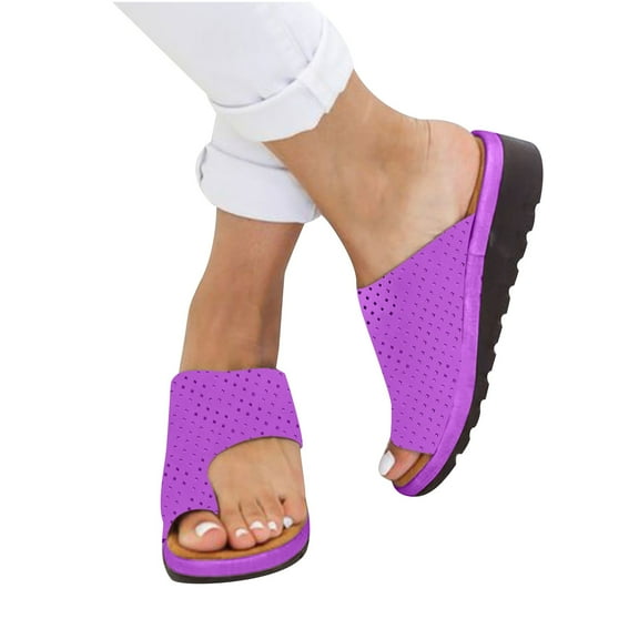Lyinloo Women Dressy Comfy Platform Casual Shoes Summer Beach Travel Slipper Flip Flops Purple 42